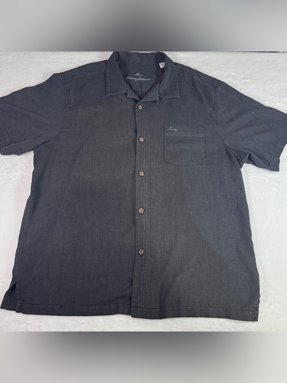 Tommy Bahama Men’s XL Black Camp Shirt Silk Blend Button Front Casual Resort